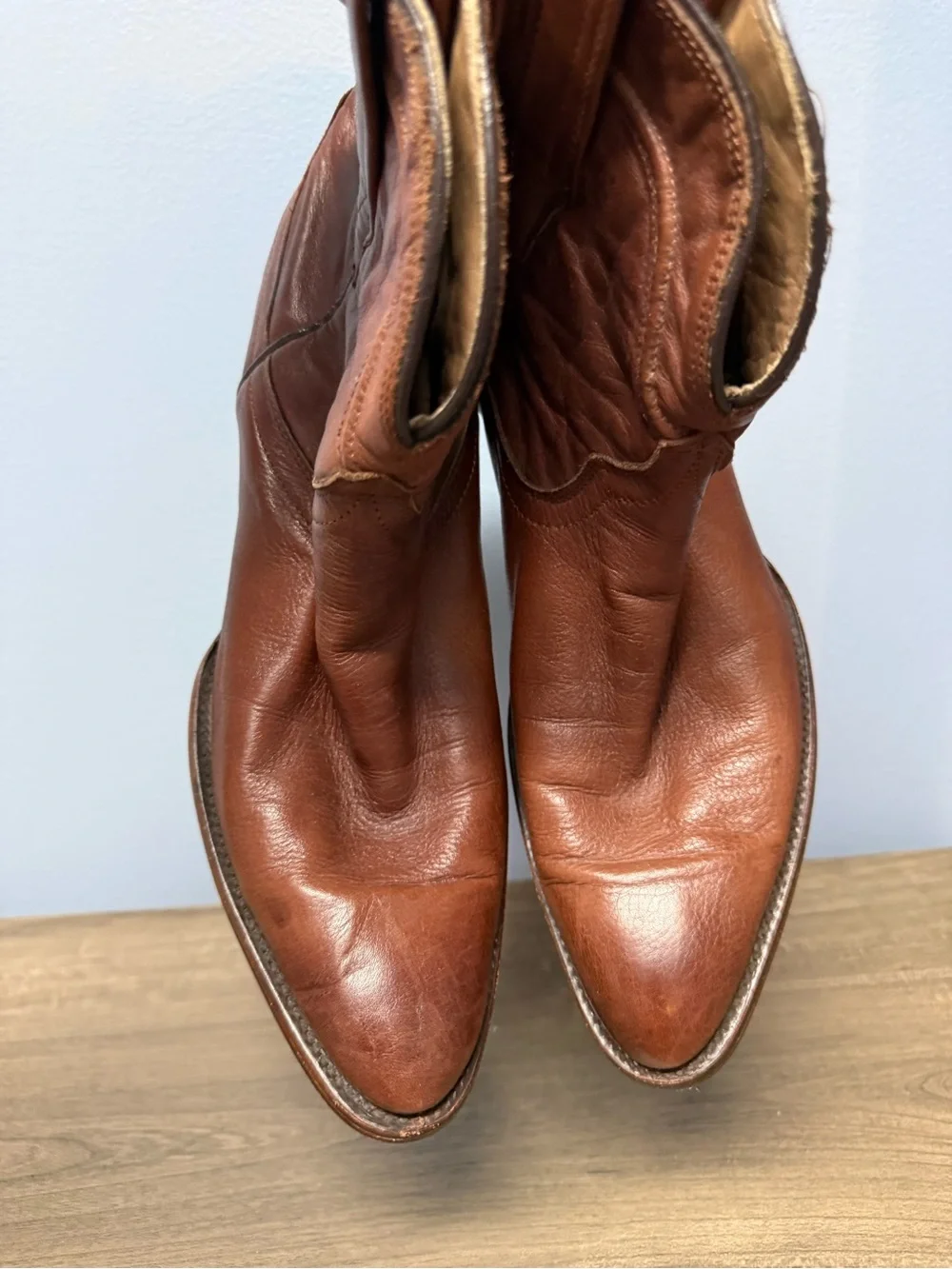 Tecovas Brown Leather Cowboy Boots - Classic Western Pull-On Women’s size 9 E - Picture 11 of 11